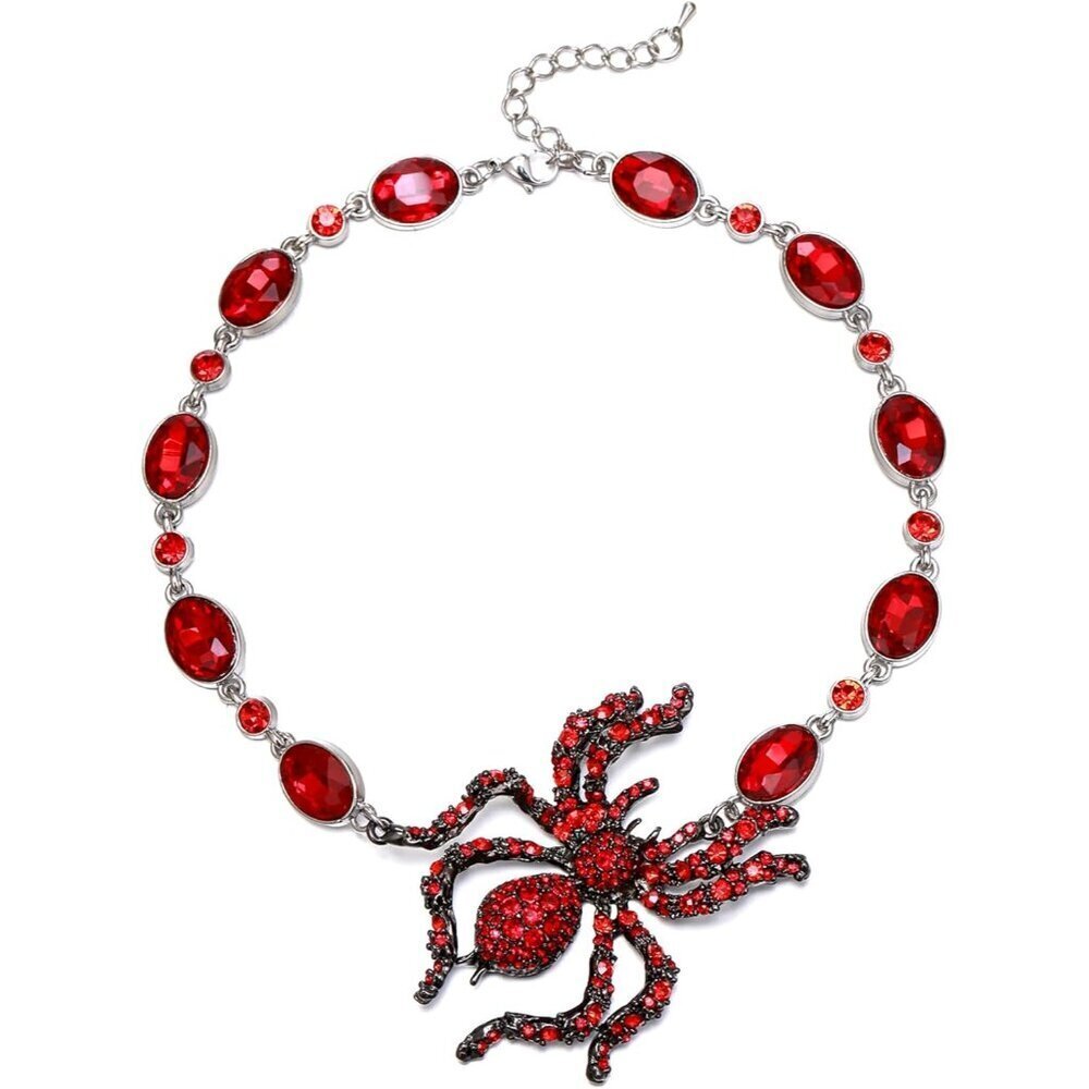 Halloween Spider Necklace Womens Rhinestone Choker Gothic Jewelry Cosplay